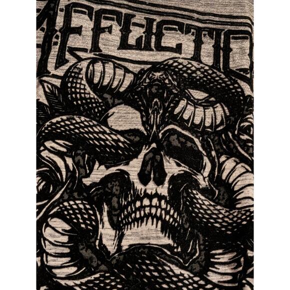 AFFLICTION American Customs Snake & Skull Black Velvet Print Gray Shirt Men 2X - Picture 3 of 5